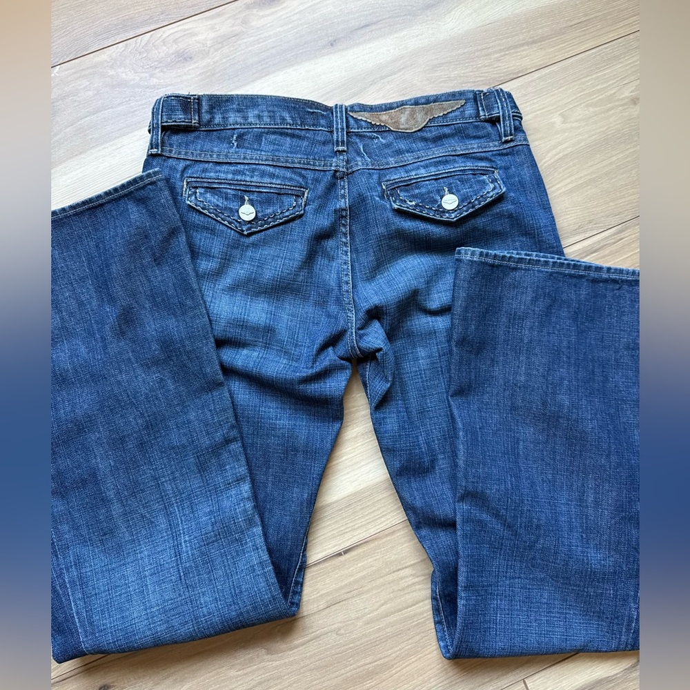 BCBGMaxAzria Dark Blue Wide Leg Low Rise Denim Jeans